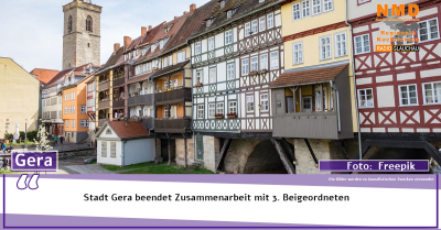 Gera -  Stadt Gera beendet Zusammenarbeit mit 3. Beigeordneten