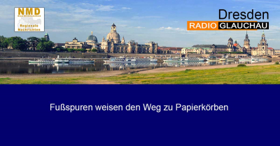 Dresden - Fußspuren weisen den Weg zu Papierkörben